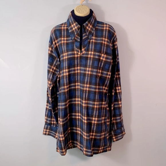 David Harrison A size medium/ large plaid flannel dickie turtleneck dress blue - Picture 1 of 9